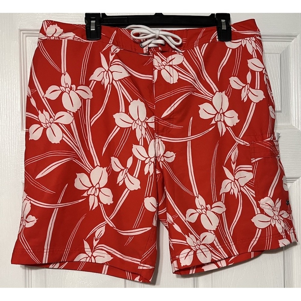J.‎ Crew Flex Swim Trunks Mens Hawaiian Floral Surf Mesh Lined Drawstring Sz 34